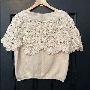 Womens Vtg 80’s 90’s Maggie de Soto For Von Saken Pullover Crochet Sweater Sz L